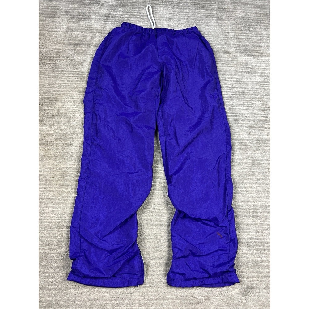 Vintage Varsity Track Pants Womens Medium Purple Elastic Waist Ankle Zip